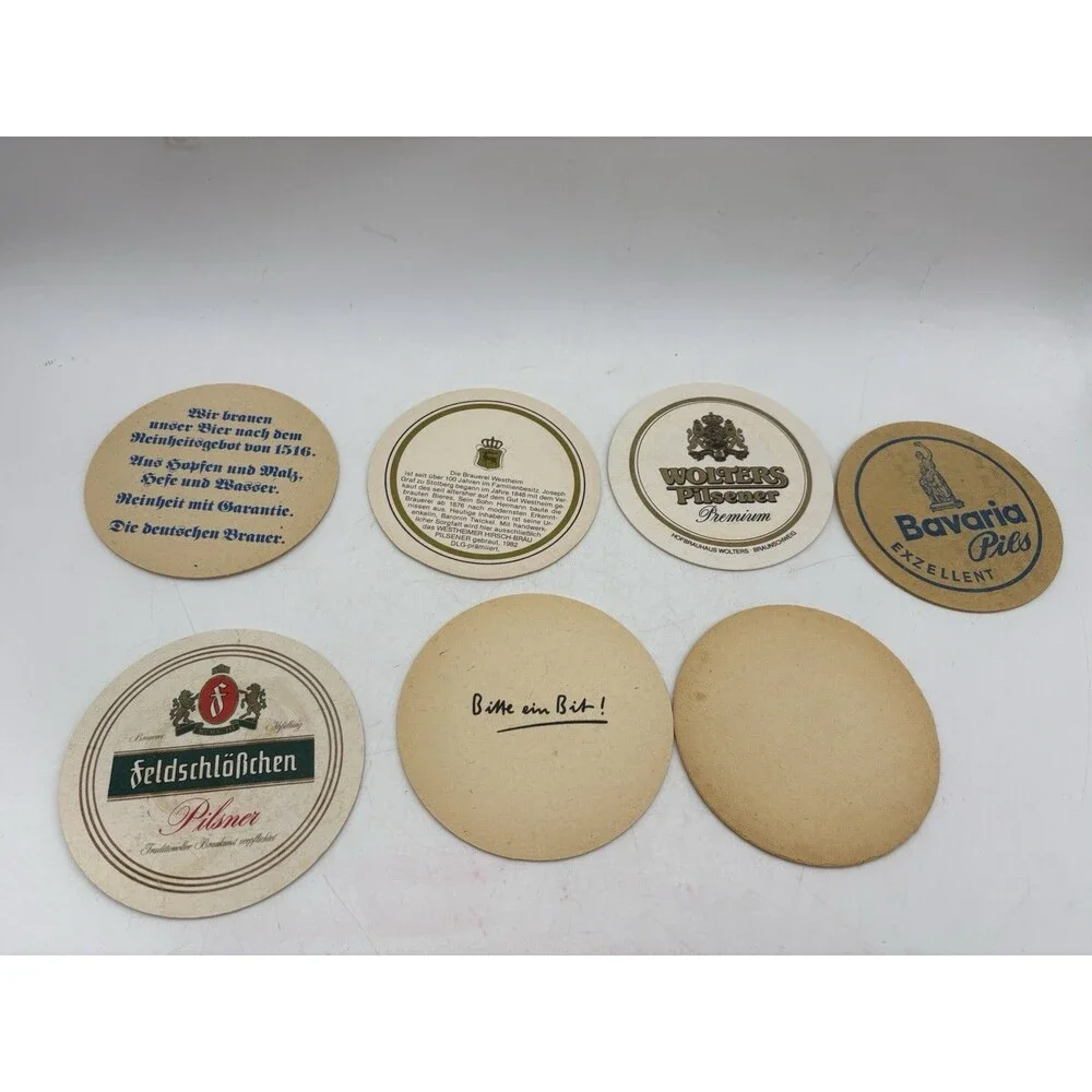 Vintage German Beer Coasters Lot 7 Hofbrau Bitburger Bavaria Feldschlosschen
